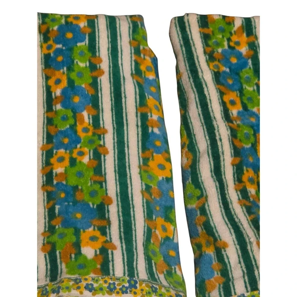 Vintage Cannon Floral Hand/Kitchen‎ Towel Lot Of 5 Fringe/ Ruffled 100% Cotton